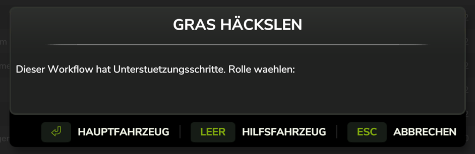 Role selection dialog